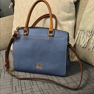 Dooney & Bourke Blue and Brown Leather Satchel